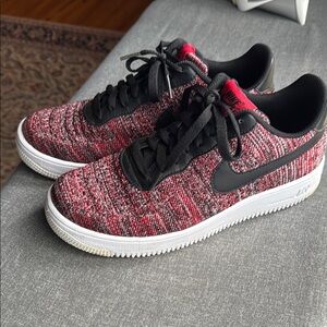 Nike Air Force One Flyknit Men's Red and Black Sneakers
